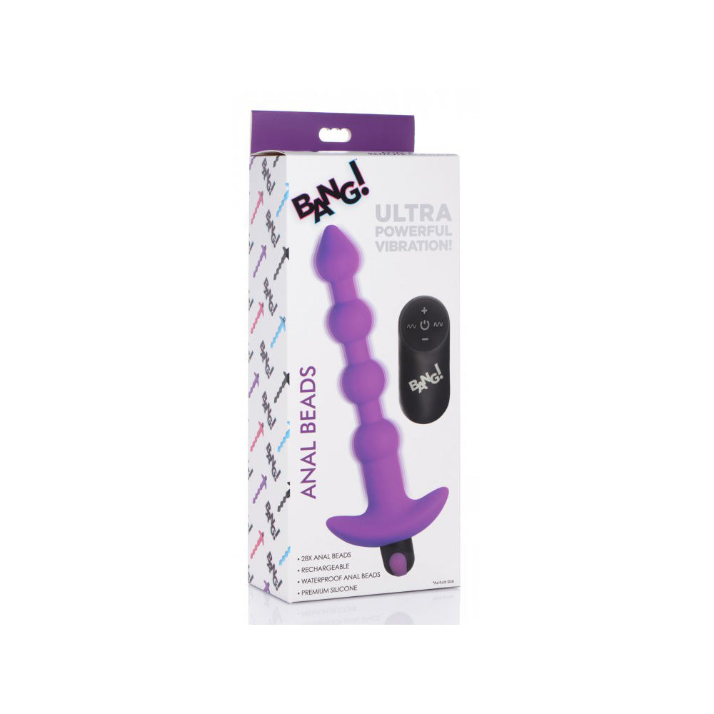 Bang! Vibrating Silicone Anal Beads & Remote Control Purple | 848518041852 | Available at EroticWarehouse.com