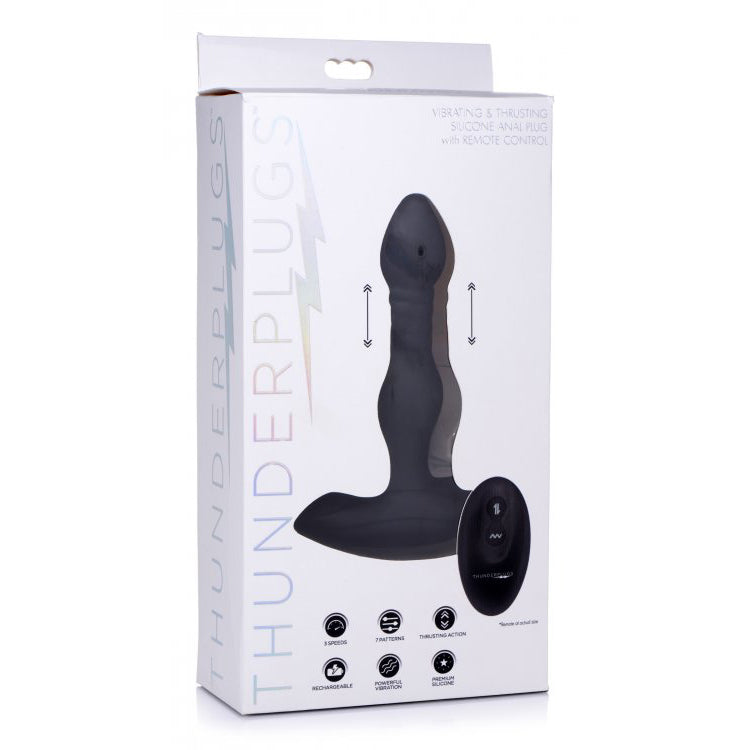Thunder Plugs Vibrating And Thrusting Remote Control Silicone Anal Plug | 848518042088 | Available at EroticWarehouse.com