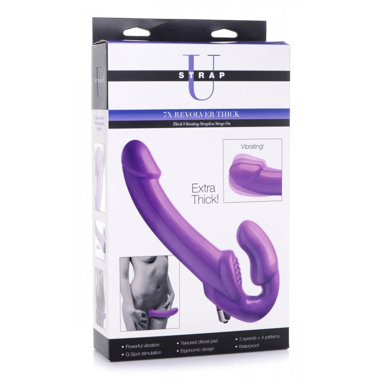 Strap U 7X Revolver Thick Vibrating Strapless Strap-On Purple | 848518042262 | Available at EroticWarehouse.com