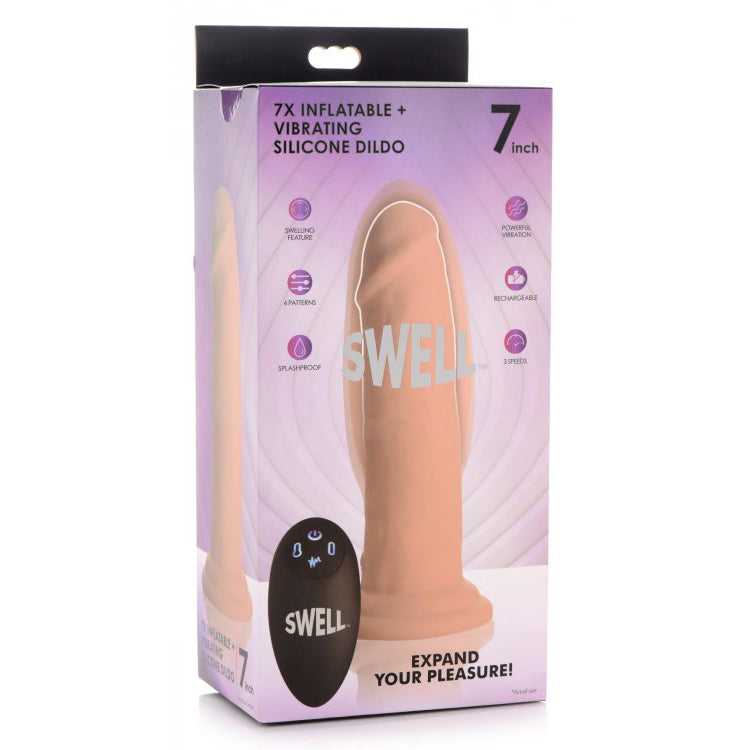 Swell 7X Inflatable And Vibrating Remote Control Silicone Dildo 7" | 848518042309 | Available at EroticWarehouse.com