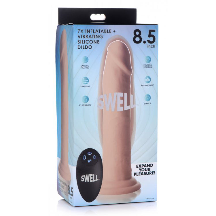 Swell 7X Inflatable And Vibrating Remote Control Silicone Dildo 8.5" | 848518042316 | Available at EroticWarehouse.com
