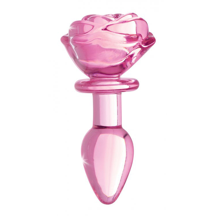 Booty Sparks Pink Rose Glass Small Anal Plug | 848518042385 | Available at EroticWarehouse.com