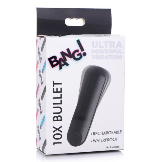 Bang! 10X Rechargeable Vibrating Metallic Bullet Black | 848518042514 | Available at EroticWarehouse.com