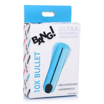 Bang! 10X Rechargeable Vibrating Metallic Bullet Blue | 848518042521 | Available at EroticWarehouse.com