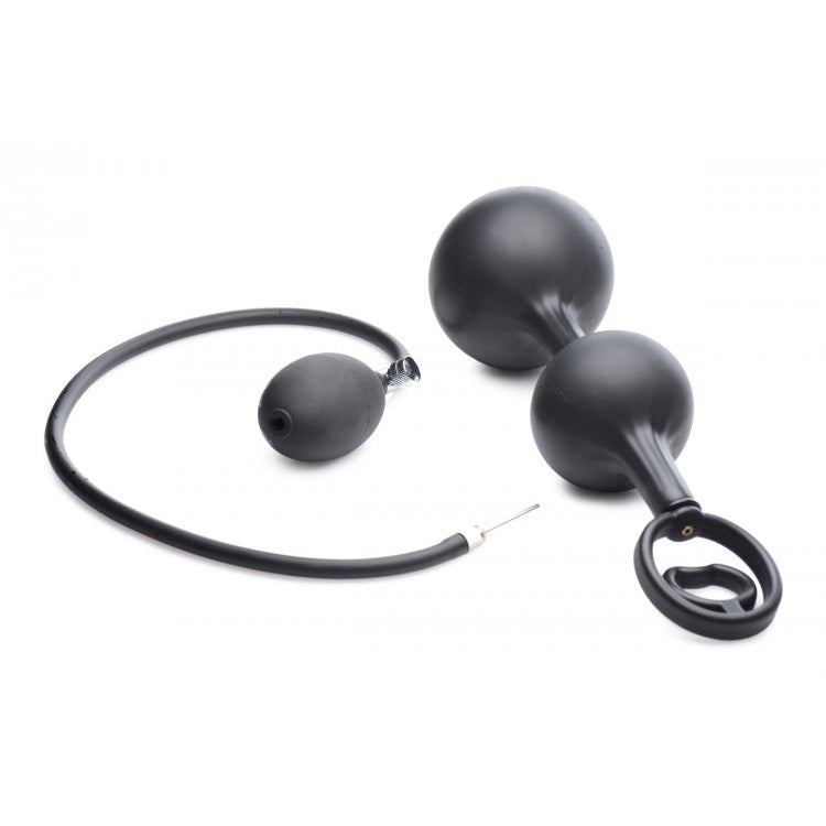 Master Series Devils Rattle Inflatable Silicone Anal Plug With Cock And Ball Ring | 848518042590 | Available at EroticWarehouse.com