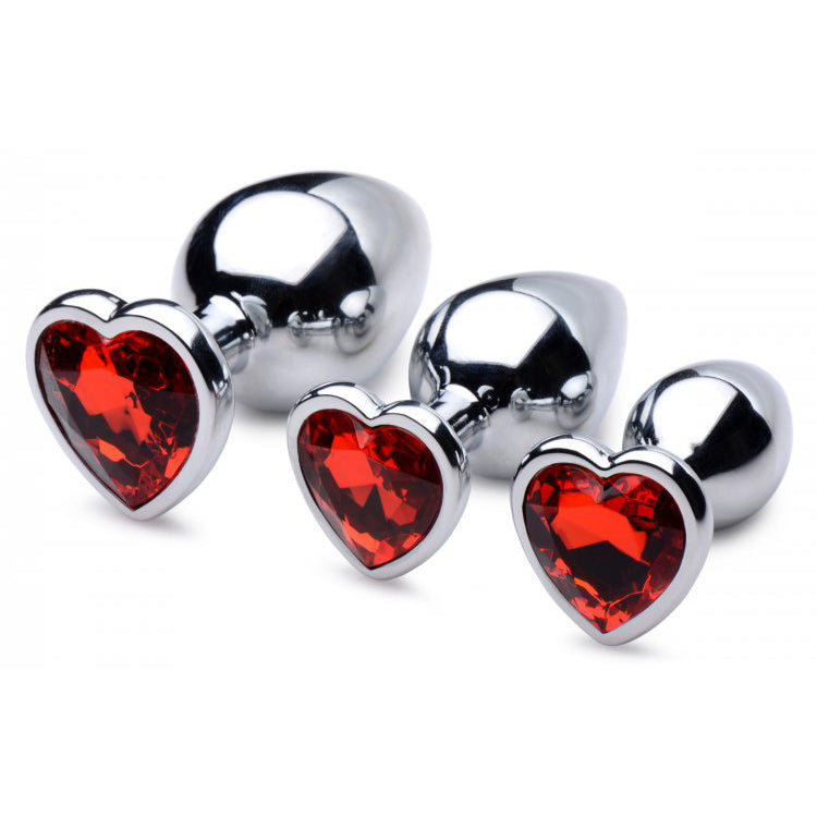 Booty Sparks Red Heart Gem Anal Plug Set | 848518042927 | Available at EroticWarehouse.com