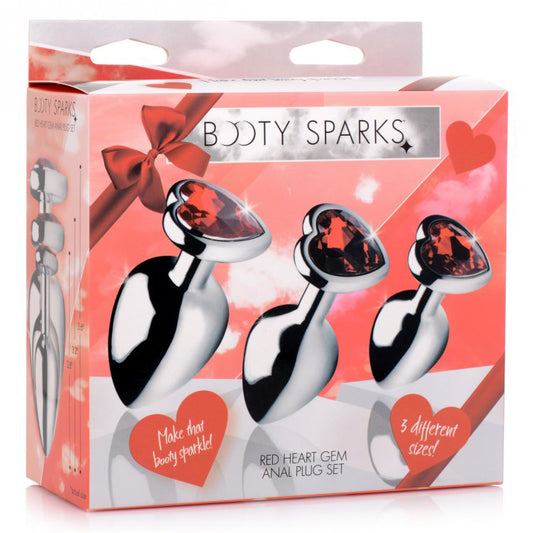 Booty Sparks Red Heart Gem Anal Plug Set | 848518042927 | Available at EroticWarehouse.com