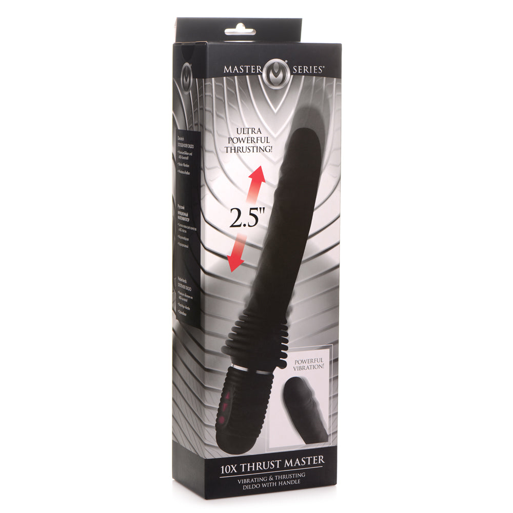 Master Series 10X Thrust Master Vibrating And Thrusting Dildo With Handle | 848518043429 | Available at EroticWarehouse.com