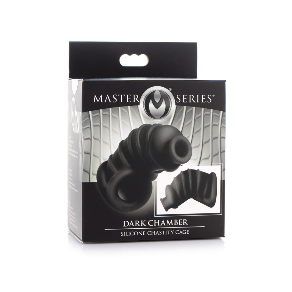 Master Series Dark Chamber Silicone Chastity Cage | 848518043528 | Available at EroticWarehouse.com