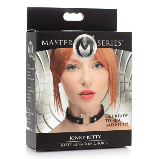 Master Series Kinky Kitty Ring Slim Choker Black | 848518043597 | Available at EroticWarehouse.com