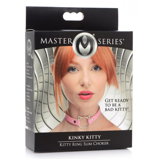 Master Series Kinky Kitty Ring Slim Choker Pink | 848518043603 | Available at EroticWarehouse.com