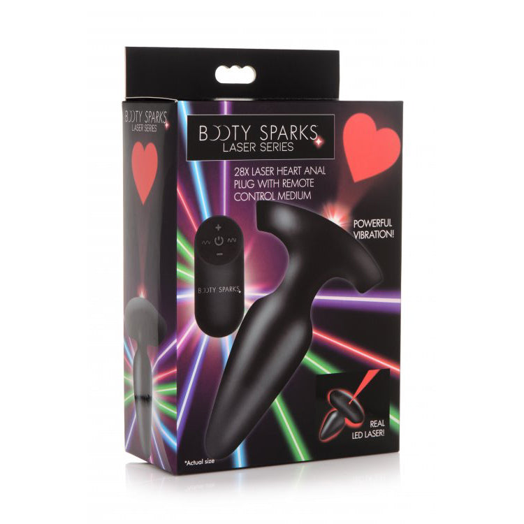 Booty Sparks 28X Laser Heart Silicone Anal Plug With Remote Medium | 848518045256 | Available at EroticWarehouse.com