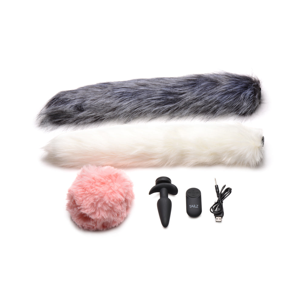 Tailz Vibrating Anal Plug & 3 Tails W/ Remtote Control | 848518045331 | Available at EroticWarehouse.com