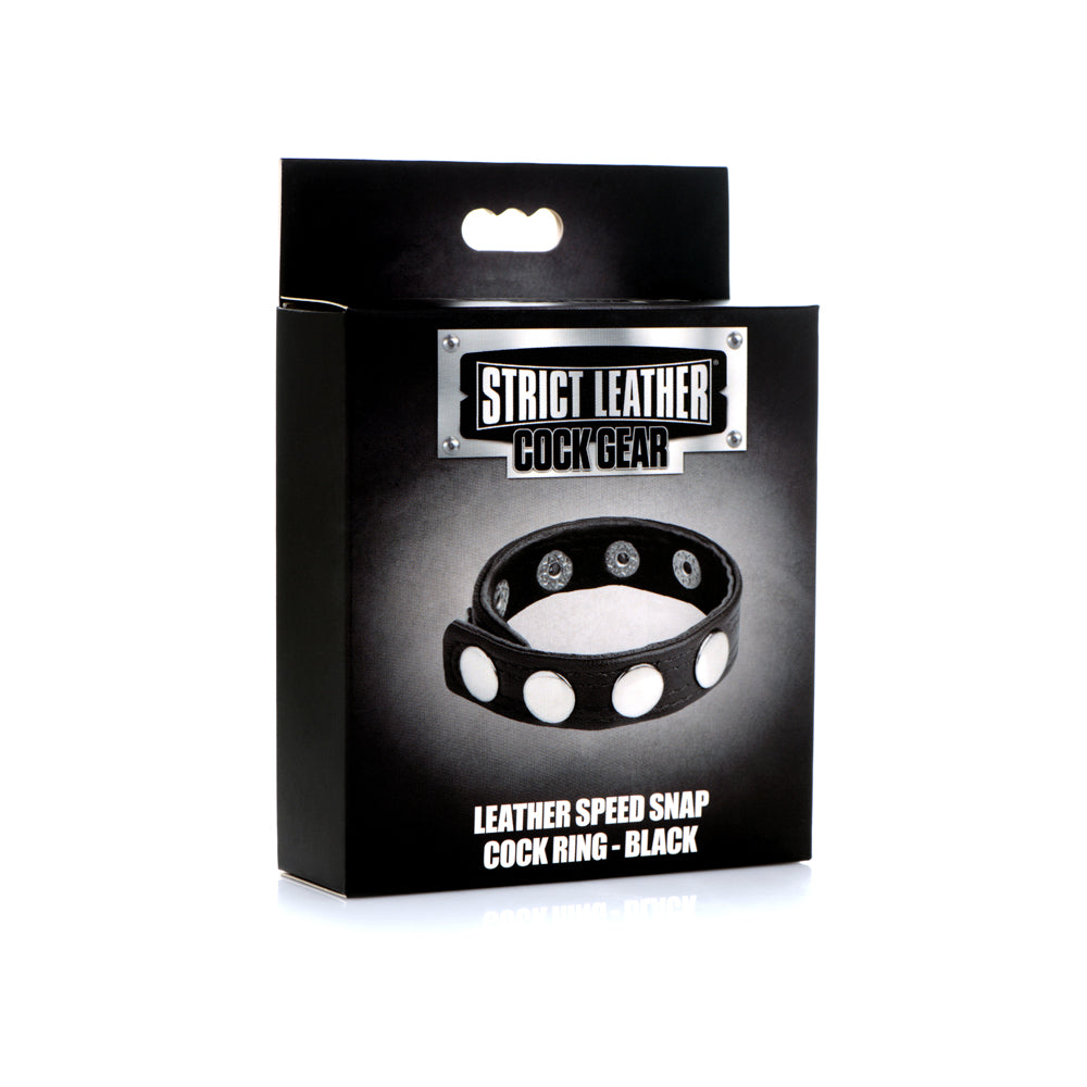 Strict Leather Cock Gear Leather Speed Snap Cock Ring Black | 848518045553 | Available at EroticWarehouse.com