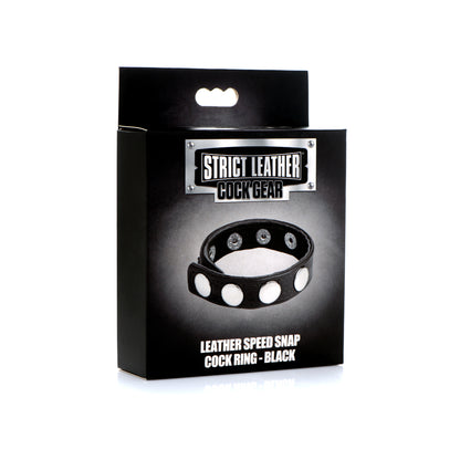 Strict Leather Cock Gear Leather Speed Snap Cock Ring Black | 848518045553 | Available at EroticWarehouse.com