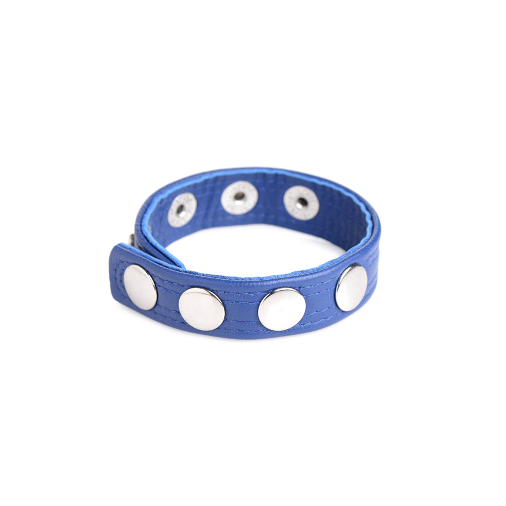 Strict Leather Cock Gear Leather Speed Snap Cock Ring Blue | 848518045560 | Available at EroticWarehouse.com