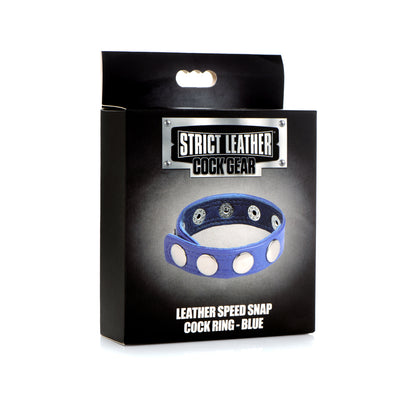 Strict Leather Cock Gear Leather Speed Snap Cock Ring Blue | 848518045560 | Available at EroticWarehouse.com