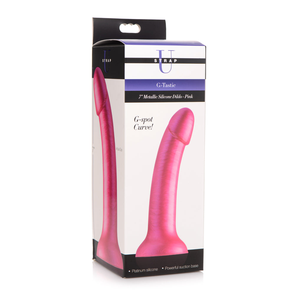 Strap U G-Tastic 7'' Metallic Silicone Dildo Pink | 848518045928 | Available at EroticWarehouse.com