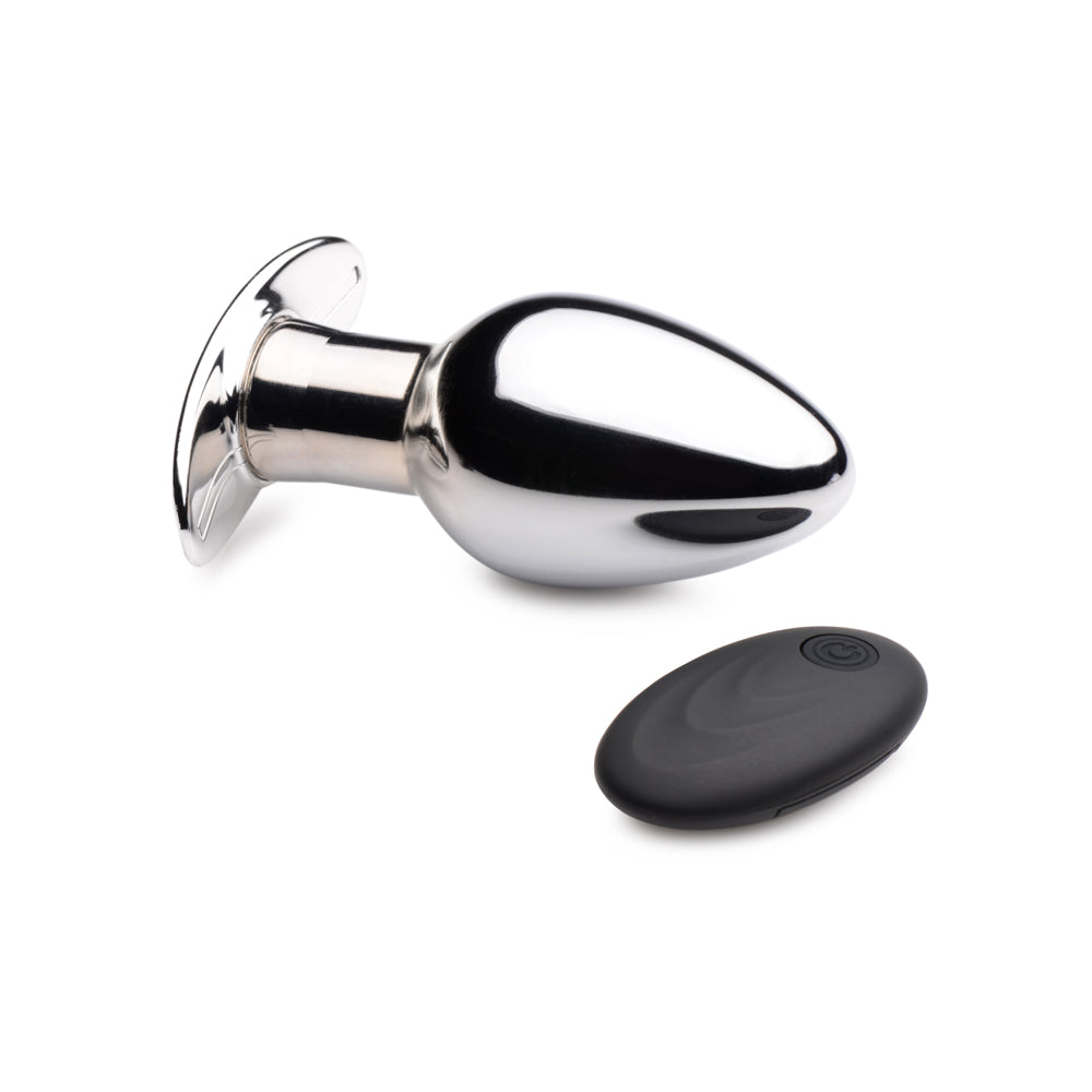 Master Series Chrome Blast 7X Rechargeable Butt Plug W/ Remote Control Large | 848518045959 | Available at EroticWarehouse.com