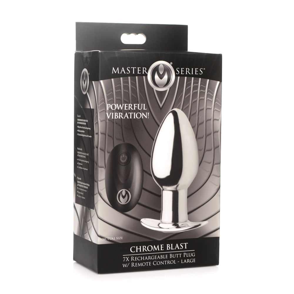 Master Series Chrome Blast 7X Rechargeable Butt Plug W/ Remote Control Large | 848518045959 | Available at EroticWarehouse.com