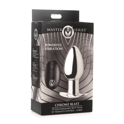 Master Series Chrome Blast 7X Rechargeable Butt Plug W/ Remote Control Large | 848518045959 | Available at EroticWarehouse.com
