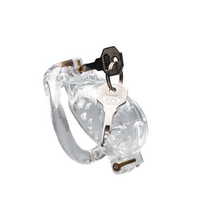 Master Series Ms Custom Lockdown Locking Customizable Chastity Cage Clear | 848518046314 | Available at EroticWarehouse.com
