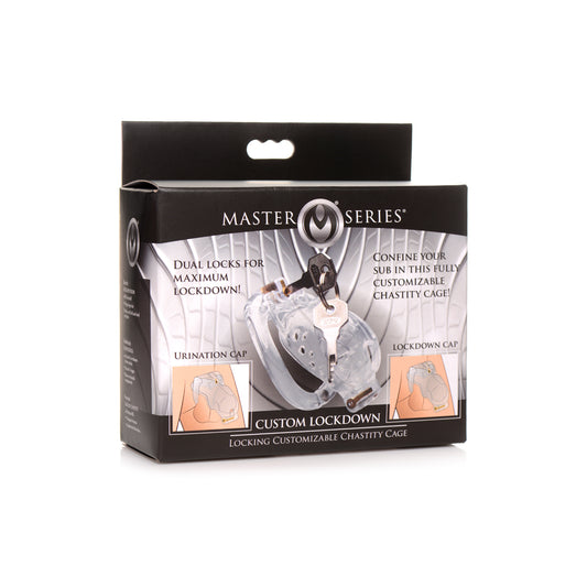 Master Series Ms Custom Lockdown Locking Customizable Chastity Cage Clear | 848518046314 | Available at EroticWarehouse.com