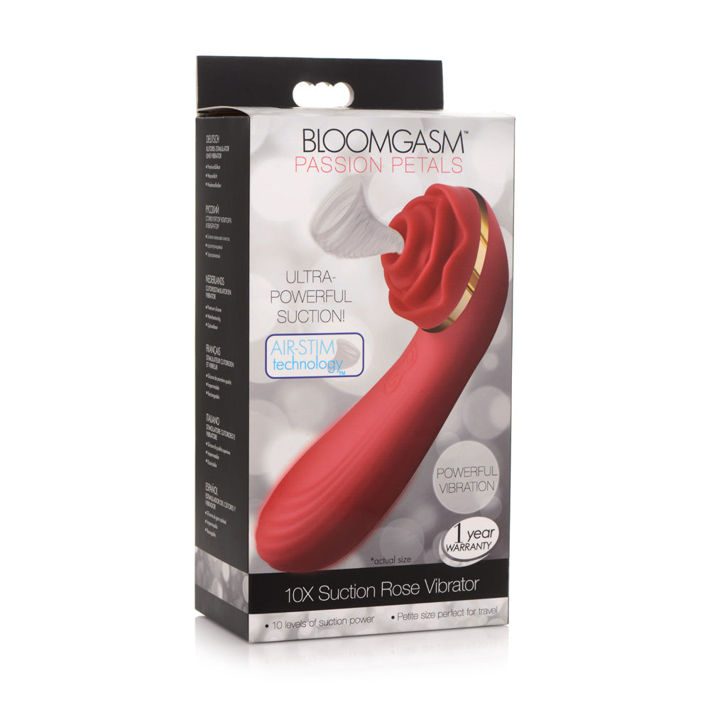 Bloomgasm Passion Petals 10X Silicone Suction Rose Vibrator Red | 848518046741 | Available at EroticWarehouse.com