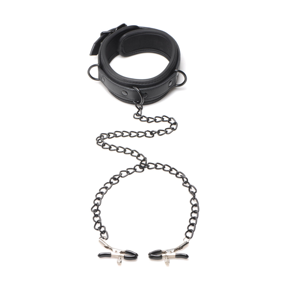 Master Series Collared Temptress Collar With Nipple Clamps | 848518046857 | Available at EroticWarehouse.com