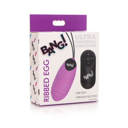 Bang! 28X Ribbed Silicone Egg Purple | 848518047335 | Available at EroticWarehouse.com