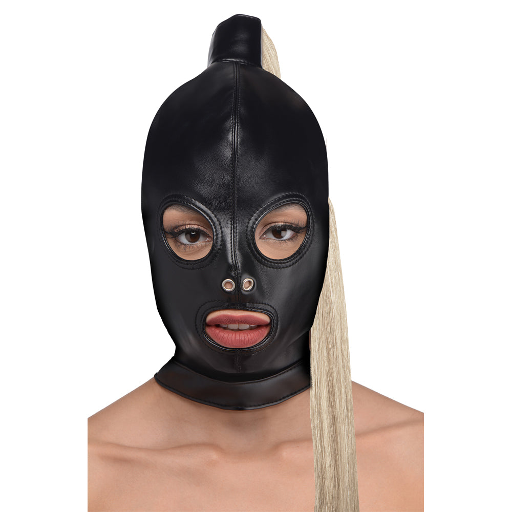 Strict Blonde Ponytail Bondage Hood | 848518047496 | Available at EroticWarehouse.com