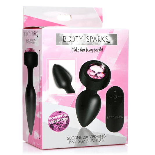 Booty Sparks 28X Silicone Vibrating Pink Gem Anal Plug W/ Remote Small | 848518047519 | Available at EroticWarehouse.com