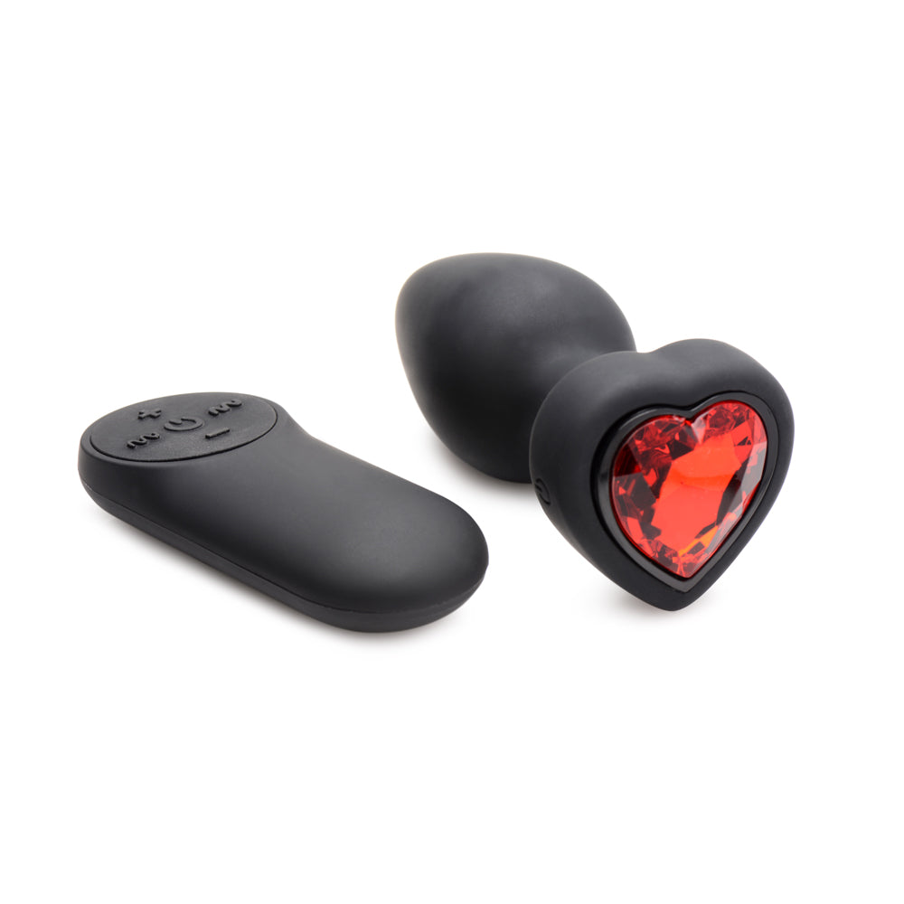 Booty Sparks 28X Silicone Vibrating Red Heart Anal Plug W/ Remote Small | 848518047526 | Available at EroticWarehouse.com