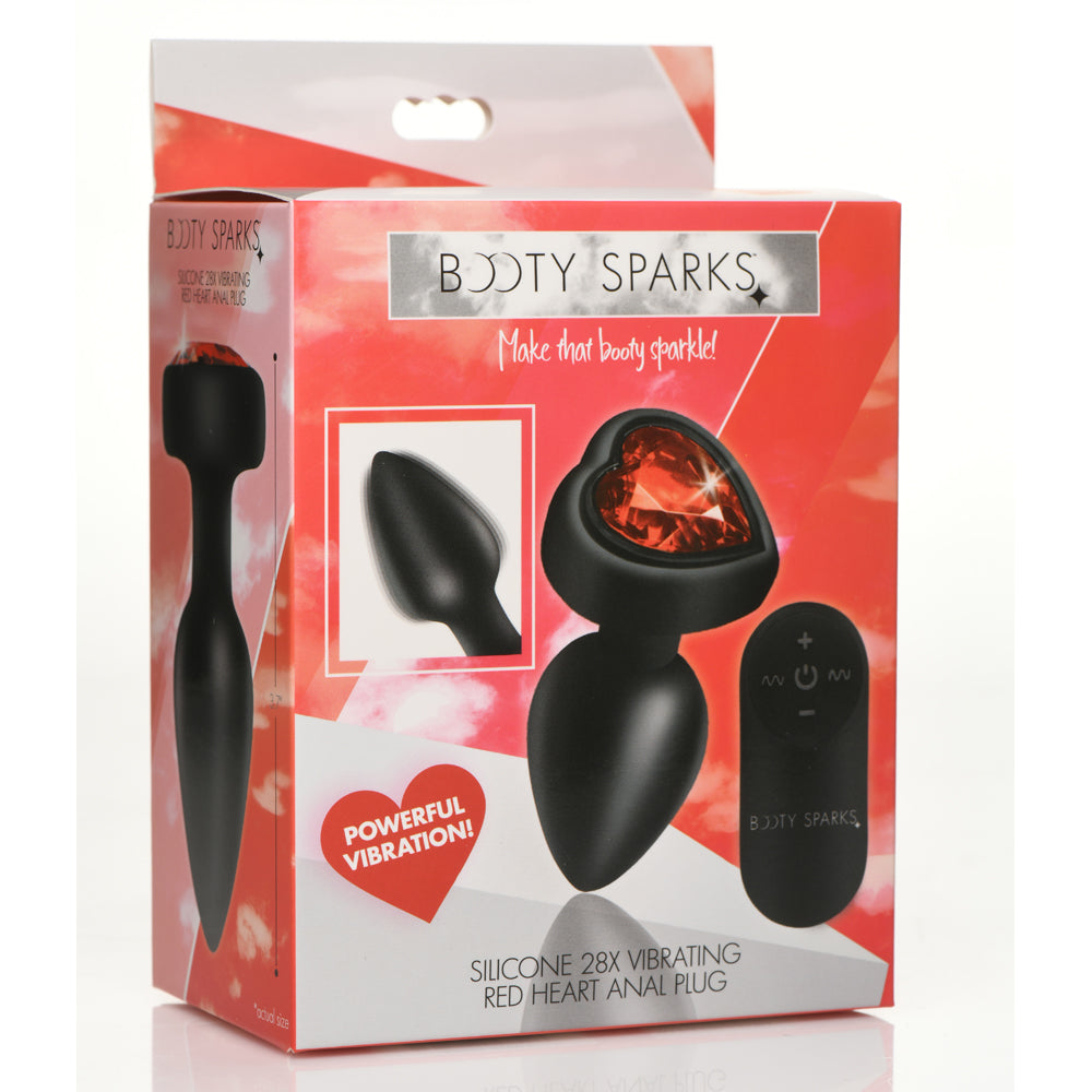 Booty Sparks 28X Silicone Vibrating Red Heart Anal Plug W/ Remote Small | 848518047526 | Available at EroticWarehouse.com