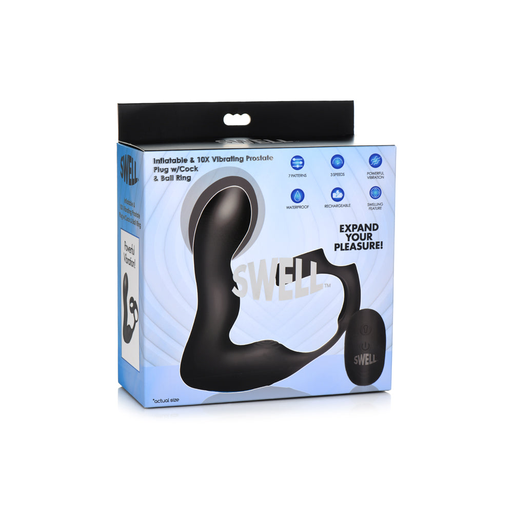 Swell Inflatable & 10X Vibrating Prostate Plug W/ Cock & Ball Ring & Remote | 848518047557 | Available at EroticWarehouse.com
