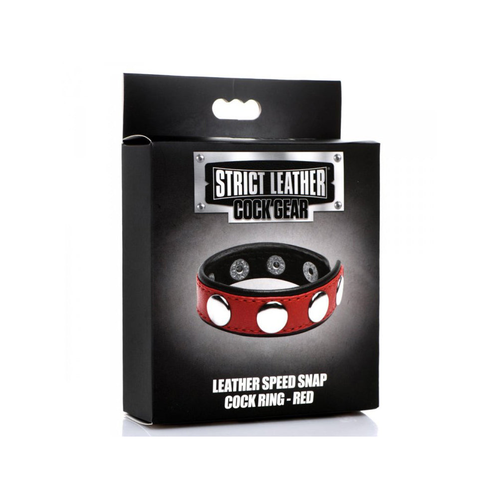 Strict Leather Cock Gear Leather Speed Snap Cock Ring Red | 848518048424 | Available at EroticWarehouse.com