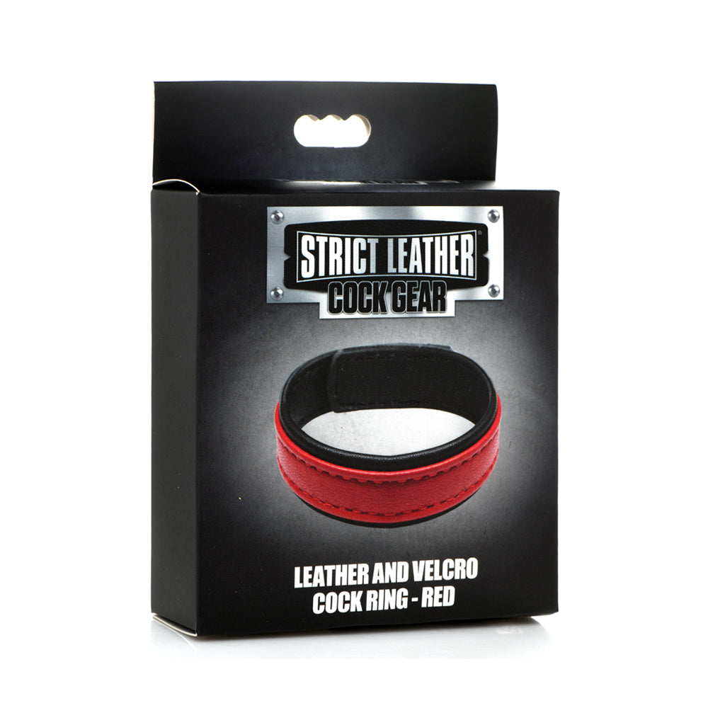 Strict Leather Cock Gear Velcro Leather Cock Ring Red | 848518048431 | Available at EroticWarehouse.com