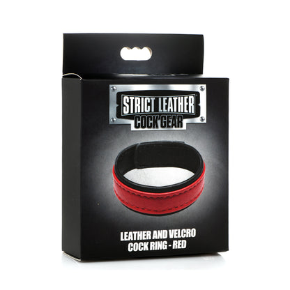 Strict Leather Cock Gear Velcro Leather Cock Ring Red | 848518048431 | Available at EroticWarehouse.com
