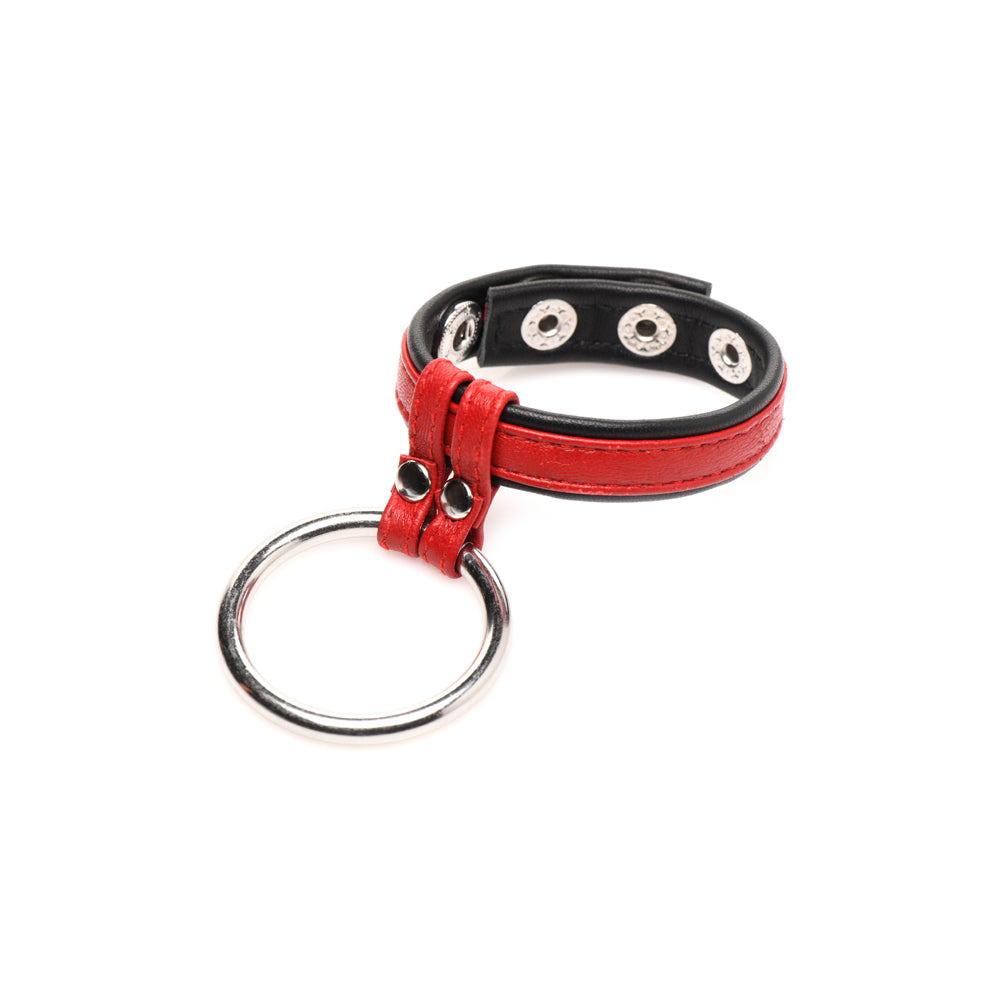 Strict Leather Cock Gear Leather And Steel Cock & Ball Ring Red | 848518048448 | Available at EroticWarehouse.com