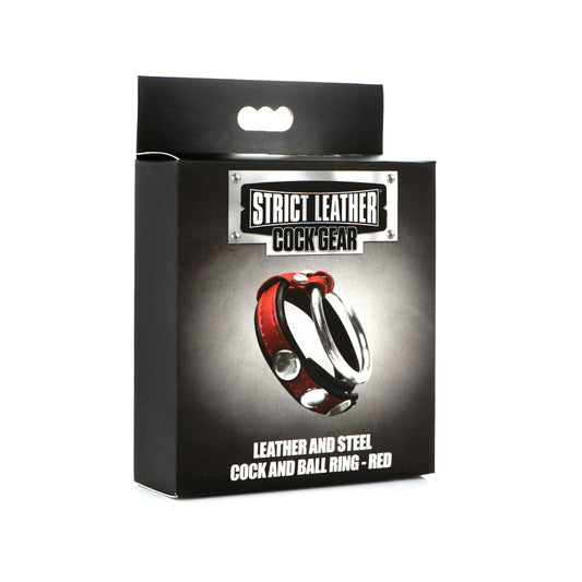 Strict Leather Cock Gear Leather And Steel Cock & Ball Ring Red | 848518048448 | Available at EroticWarehouse.com