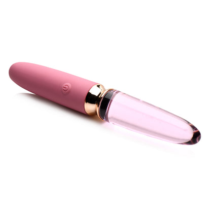 Prisms Vibra-Glass 10X Rose Dual Ended Smooth Silicone/Glass Vibrator | 848518048530 | Available at EroticWarehouse.com