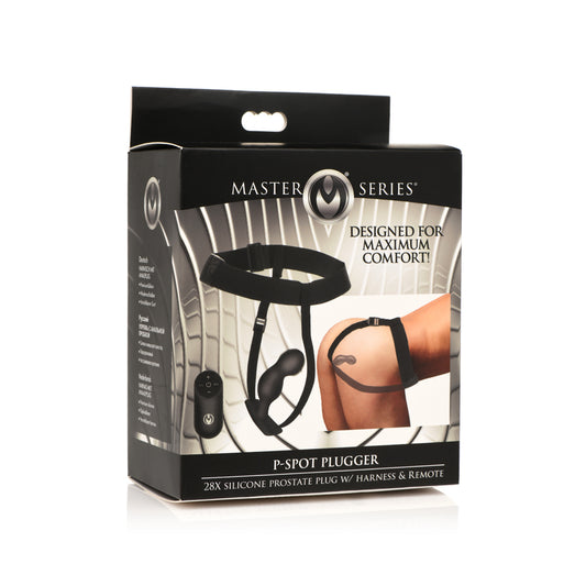Master Series P-Spot Plugger 28X Silicone Prostate Plug W/ Harness & Remote Control | 848518048868 | Available at EroticWarehouse.com