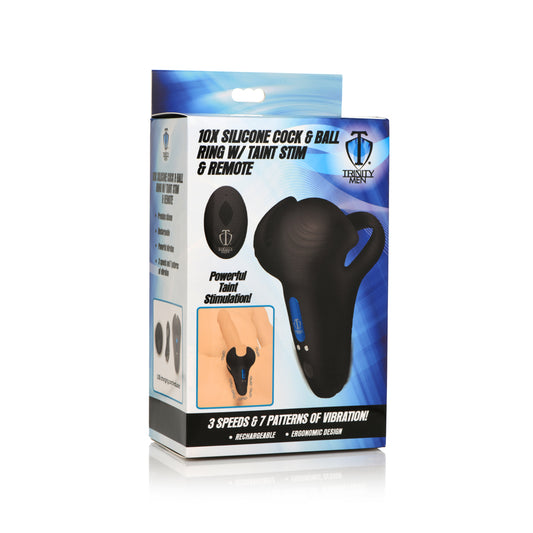 Trinity Men 10X Silicone Cock & Ball Ring W/ Taint Stim & Remote Control | 848518048899 | Available at EroticWarehouse.com