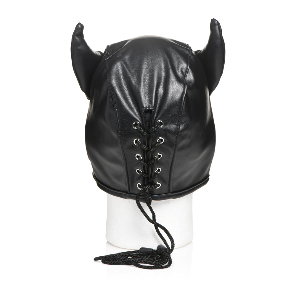 Master Series Dungeon Demon Bondage Hood With Horns | 848518048974 | Available at EroticWarehouse.com