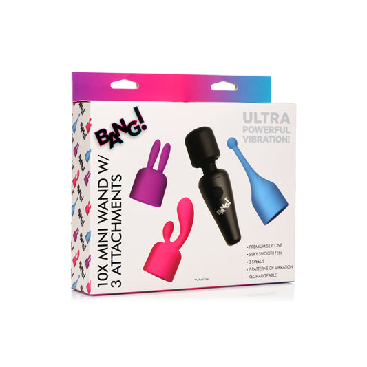 Bang! 10X Mini Wand W/ 3 Attachments | 848518049001 | Available at EroticWarehouse.com