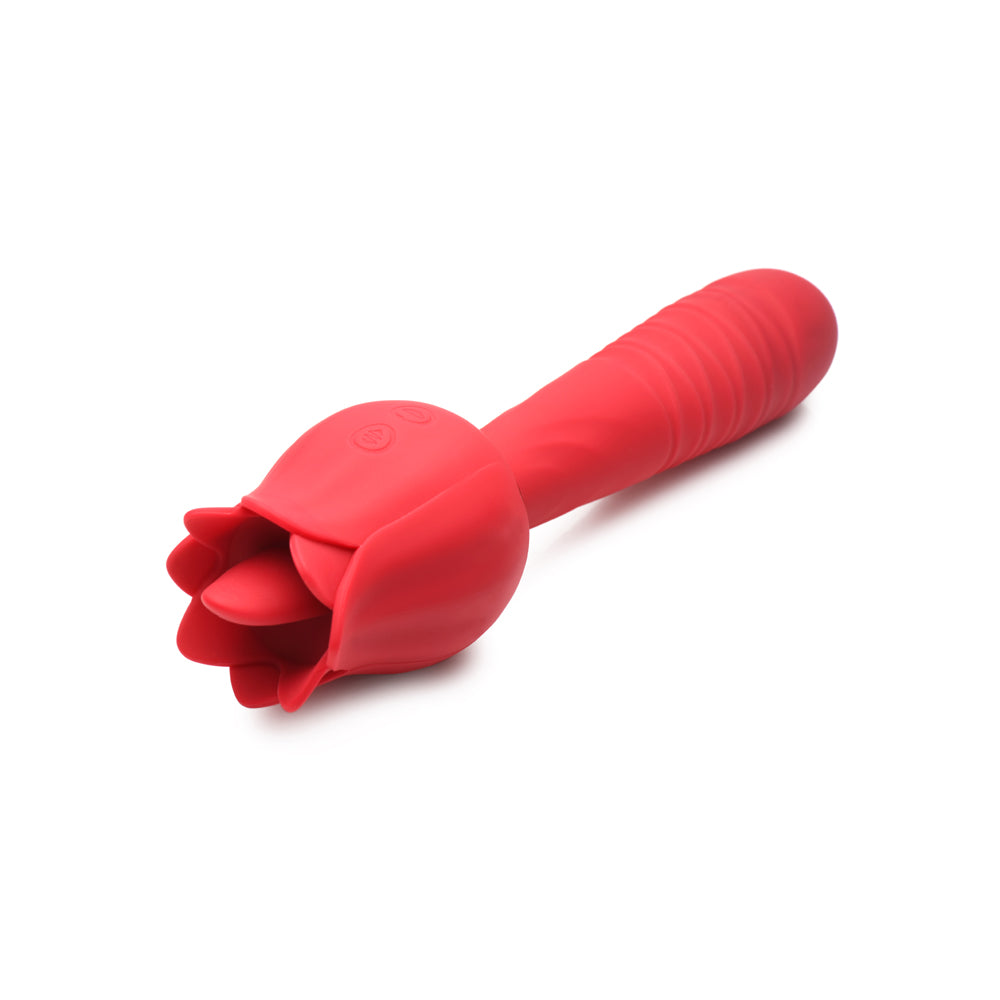Bloomgasm Racy Rose Thrusting & Licking Rose Vibrator | 848518049117 | Available at EroticWarehouse.com