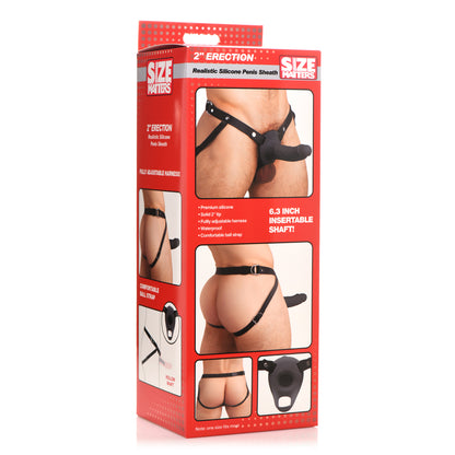 Size Matters Realistic Silicone Penis Sheath W/ 2" Tip Black | 848518051165 | Available at EroticWarehouse.com