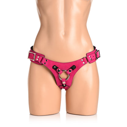 Strap U Bodice Deluxe Leather Corset Harness Pink | 848518051356 | Available at EroticWarehouse.com