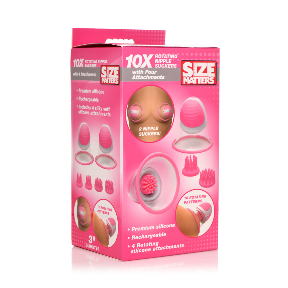 Size Matters 10X Rotating Silicone Nipple Suckers W/ 2 Attachments | 848518052155 | Available at EroticWarehouse.com
