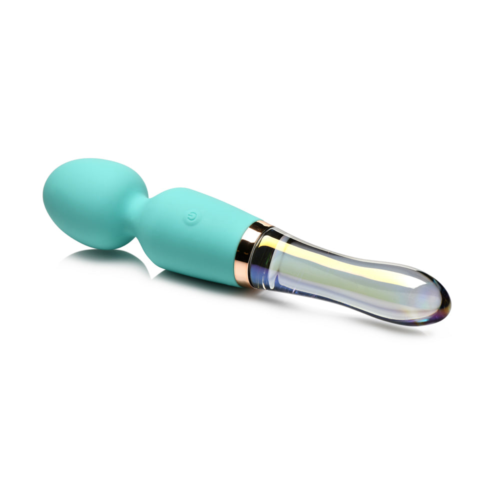 Prisms Vibra-Glass 10X Turquoise Dual Ended Silicone/Glass Wand | 848518052476 | Available at EroticWarehouse.com